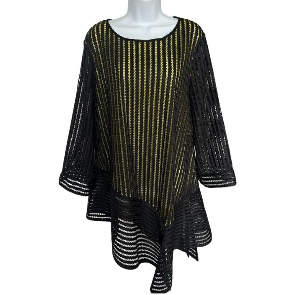 UNBRANDED Three Quarters Sleeve Sit Neck Tunic Blouse Dress oversized Size L.
